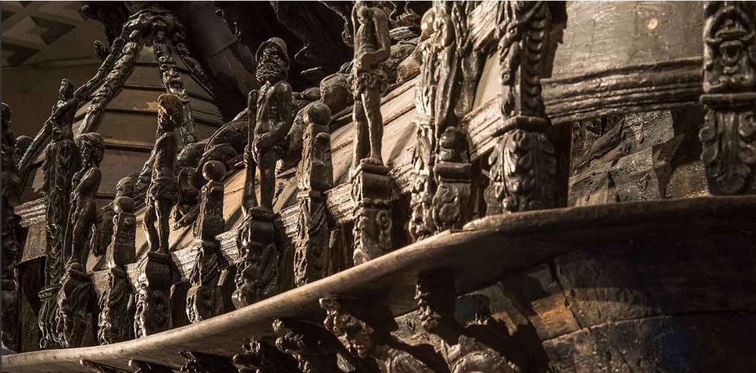 Carvings along the Vasa ship