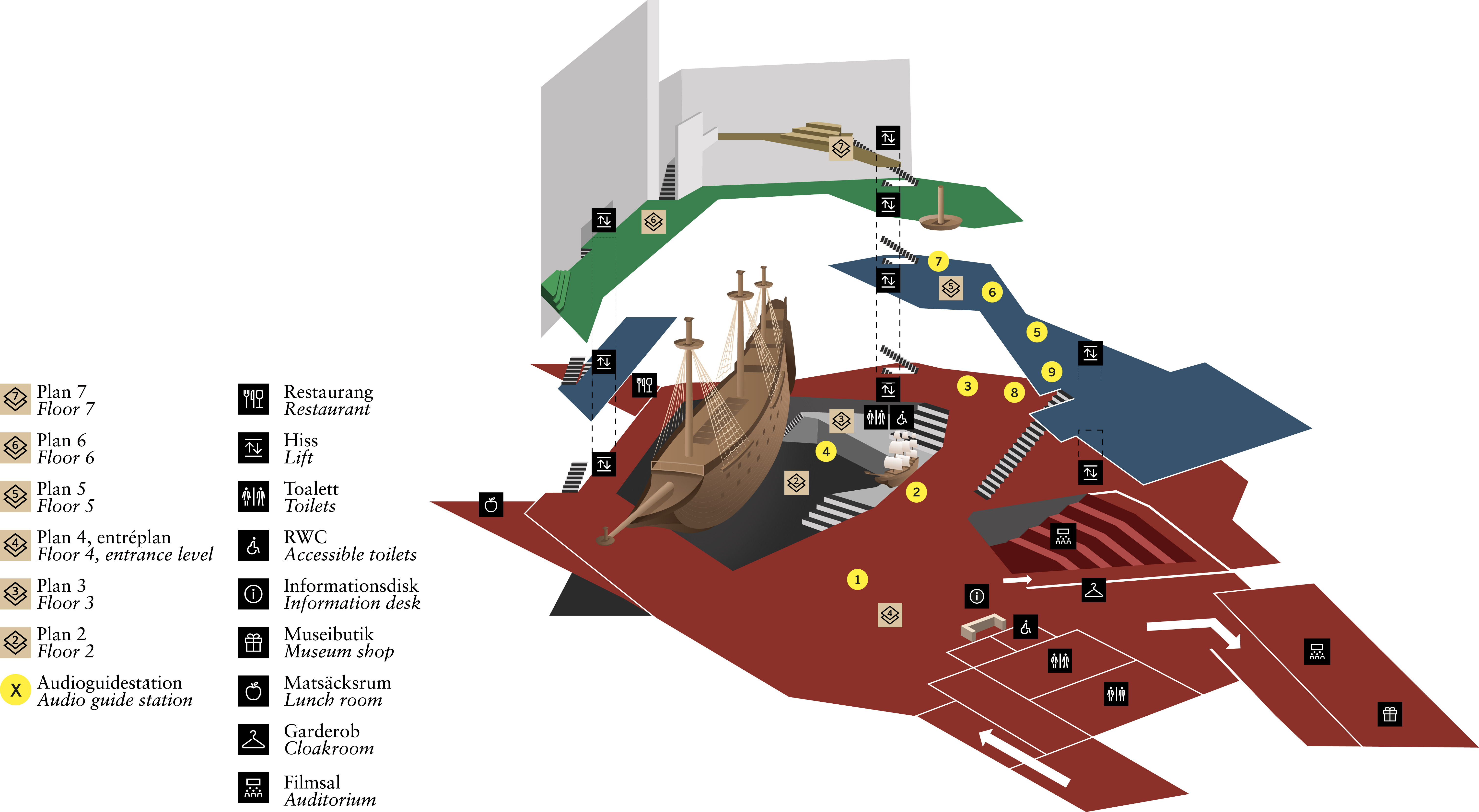Map showing the children's audio guide stations