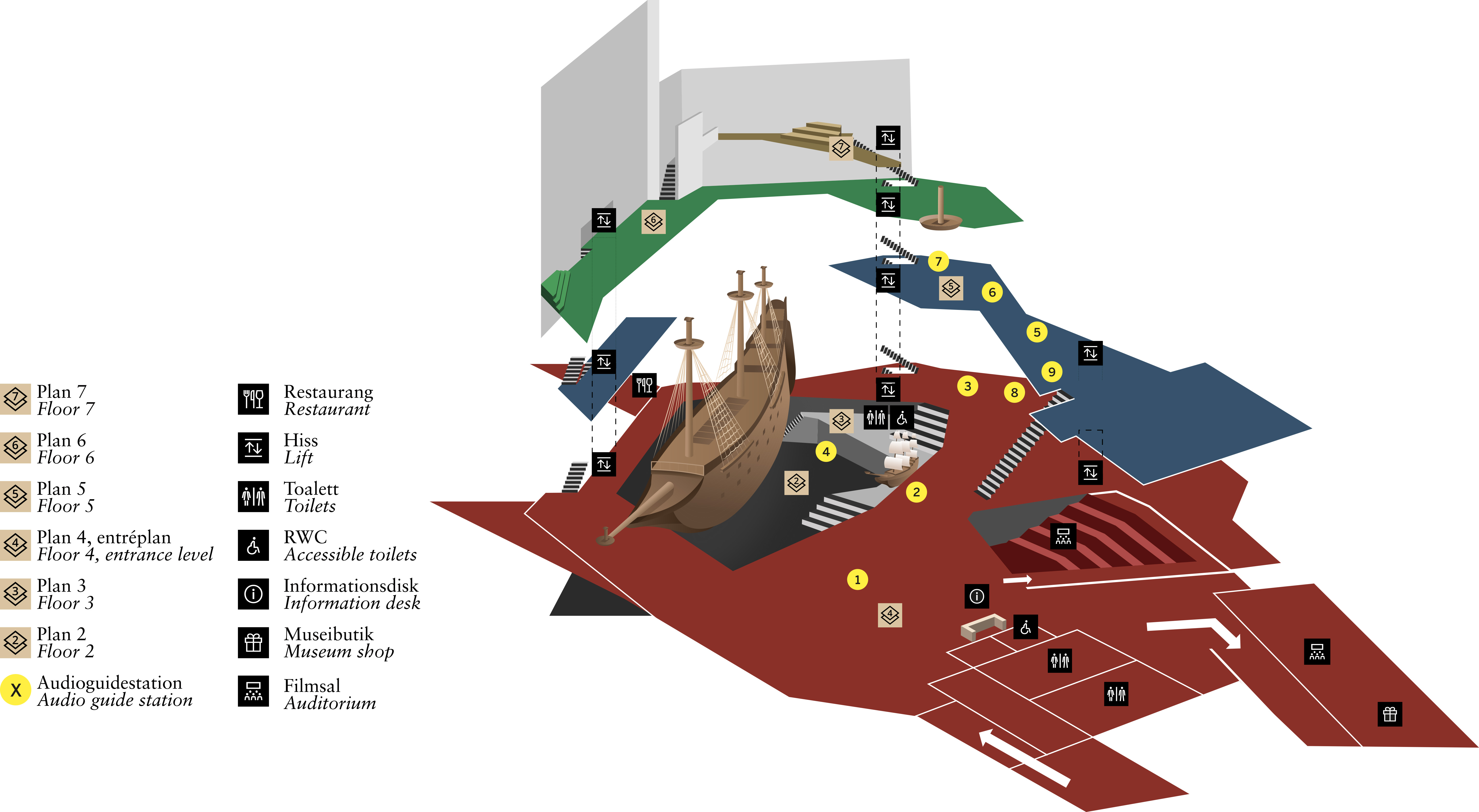 Map showing the children's audio guide stations